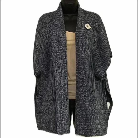 Old Navy Blue and White Poncho NWT—W01 - Picture 1 of 8
